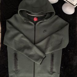 Nike Tech Fleece Full Zip Hoodie Olive Green - Men’s Large