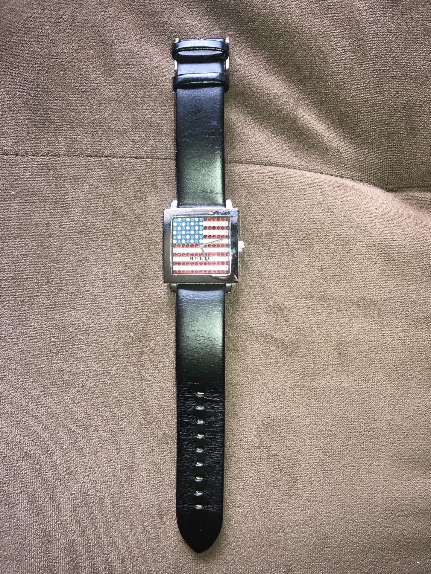 Relic Rhinestone American flag watch
