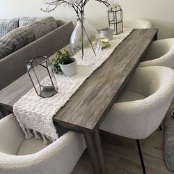 DINING TABLE WITH BENCH AND CHAIRS