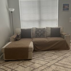 Beige 2 Piece Left Arm Facing Sectional With Couch Cover