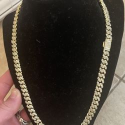 20” Gold Plated Silver “ Choker “ CZ Cuban Chain Iced-Out