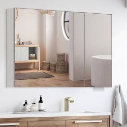 36 x 24 Silver Medicine Cabinet, Aluminum Mirror Medicine Cabinet for Bathroom, Pre-Assembled Recessed/Surface-Mounted Medicine Cabinet, Tempered Fram