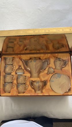 HI - LUXE Best Porcelain 24 CT Gold 17 PCS Tea Set