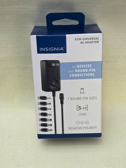 Insignia- Universal AC Adapter for High-Output Devices w/ 7 Common Tips - Black charger laptop
