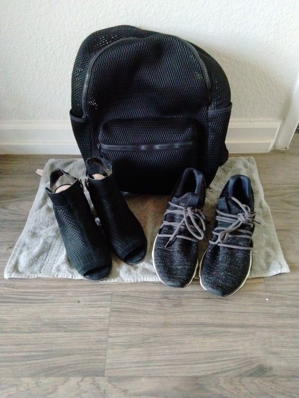 Women's Shoes sz 8.5 Heels sz 7M And Back Pack