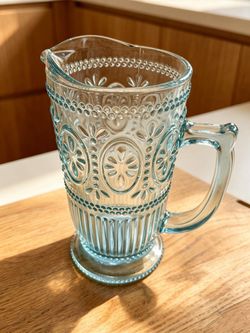 RAZ Imports 50oz Home Sweet Home 9" Pitcher - Blue Adeline Glass Vase - 1500ml