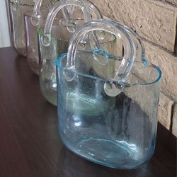 Decorative Purse Glass Vases - Set of 4