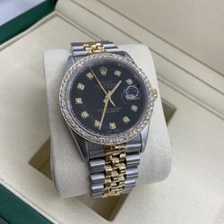 Rolex Datejust 36mm Black Diamond Dial & Bezel 16233 Jubilee Bracelet, Watch & Box Only