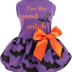 NEW! Fitwarm 100% Cotton "I'm The Good Witch" Halloween Pet Dog Costume, Size XXSmall