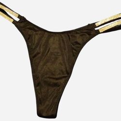 Victoria's Secret Black Thong with Gold Strappy Detail, elegant and sexy!