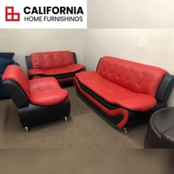 Stunning 3-Piece Leather Couch & Armchair Set for Living Room
