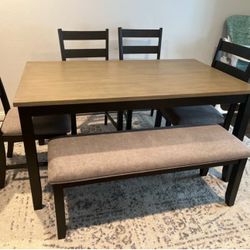 60” Table 4 chairs bench