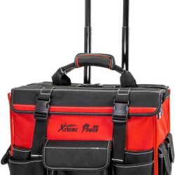 18" Rolling Tool Bag Organizer Adjustable Telescoping Handle Wide Storage Organizer Compartment Toolbag Organizers with Wheels

