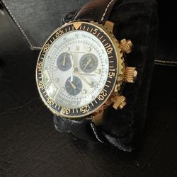 Eric Edelhausen Watch "Apex Men's Gold Plated Dress Chronograph with Day and Date
