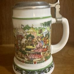 Vintage German Original BMF Bierseidel Lidded Beer Stein