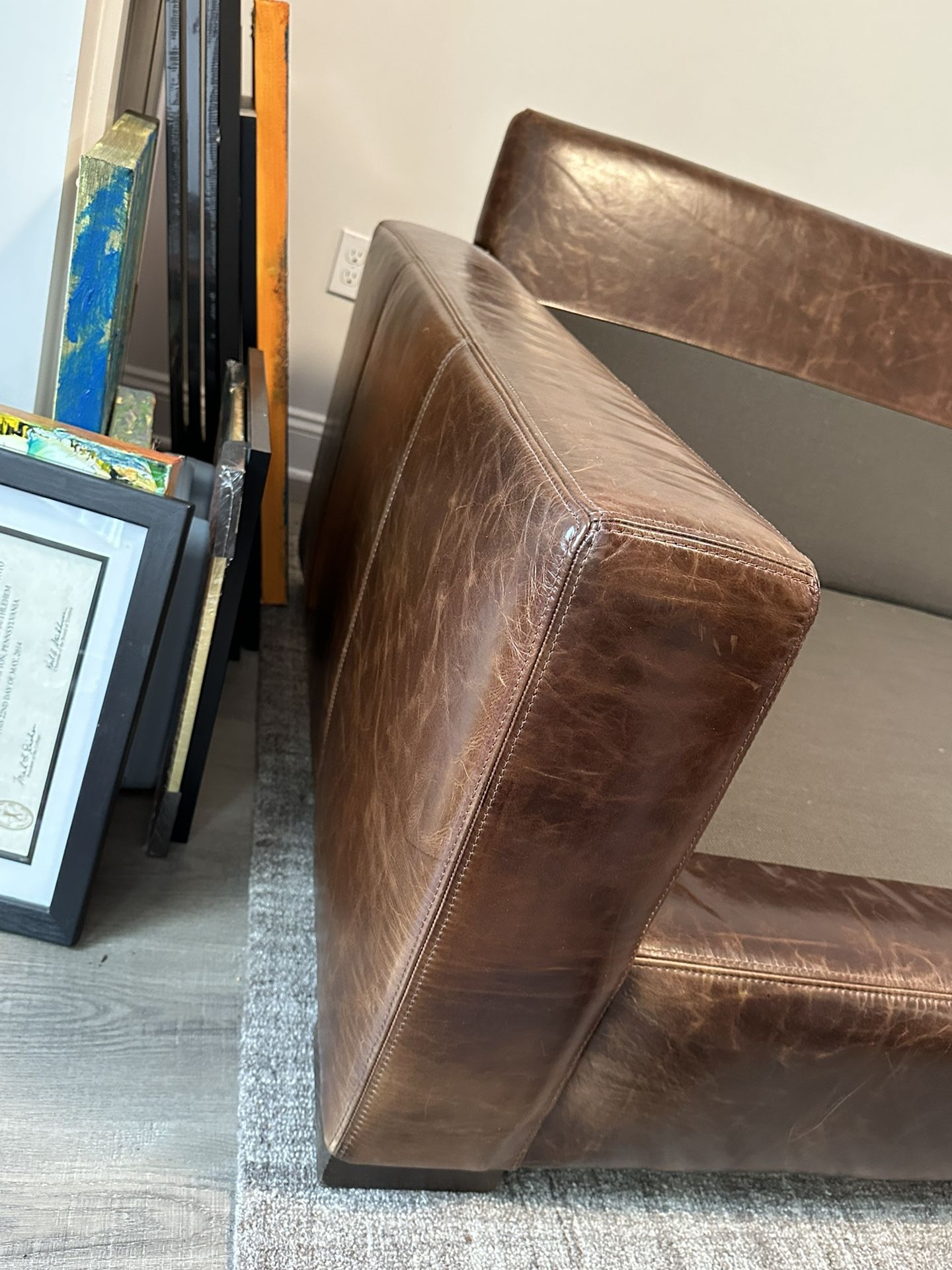 Restoration Hardware Italian Brompton Leather Sofa for Sale in