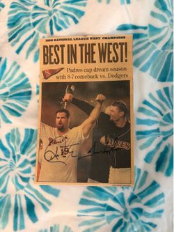 1998 NL West Champions Padres Signed Newspaper Clipping Steve Finley