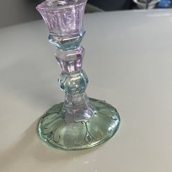 Partylite Mardi Gras Taper Candle Holder Stick Jeweled Glass Colorful 5”