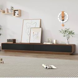#B  94.5” Floating TV Stand Color: Walnut & Black Wall Mounted • 4 Drawers • Fits TVs up to 100”  Price: $140