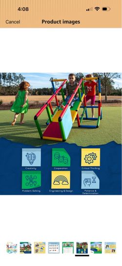 Funphix Kid's Playground Slide Set - Montessori Jungle Gym - STEM Buildable Climbing Toys 296PCS