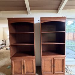 Set or Single solid wood bookcases with lights
