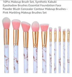 10-Piece Pink Marble Makeup Brush Set