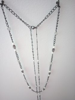 Premium Designs Double 18 Inch Chain With Black Beads Rhinestones And Pearls 