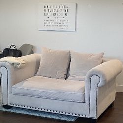 Ivory Suede Loveseat