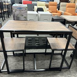 3 PCS Industrial Dining Table Set for 2,