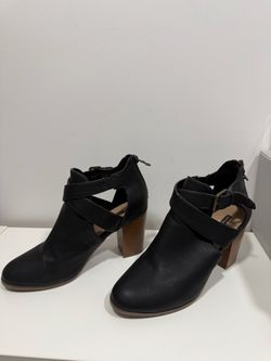 Black cutout ankle booties