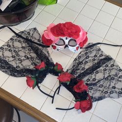 Catrina Face Mask With 2 Head Bands 