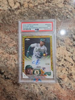 2023 Topps Chrome Esteury Ruiz Rookie Auto Gold Wave PSA 9