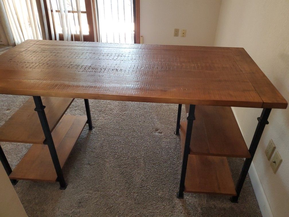 Restoration Hardware Desk Wood W/Iron Legs