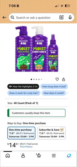 Aussie Kids Moist Shampoo, Conditioner & Detangler Set
