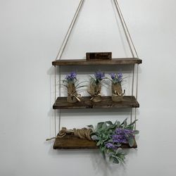 Hanging Shelves Wood And Rope