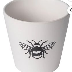 Revised Listing - NEW - White Embossed Bee/Bumblebee Flower Pot / Planter (2 Available)