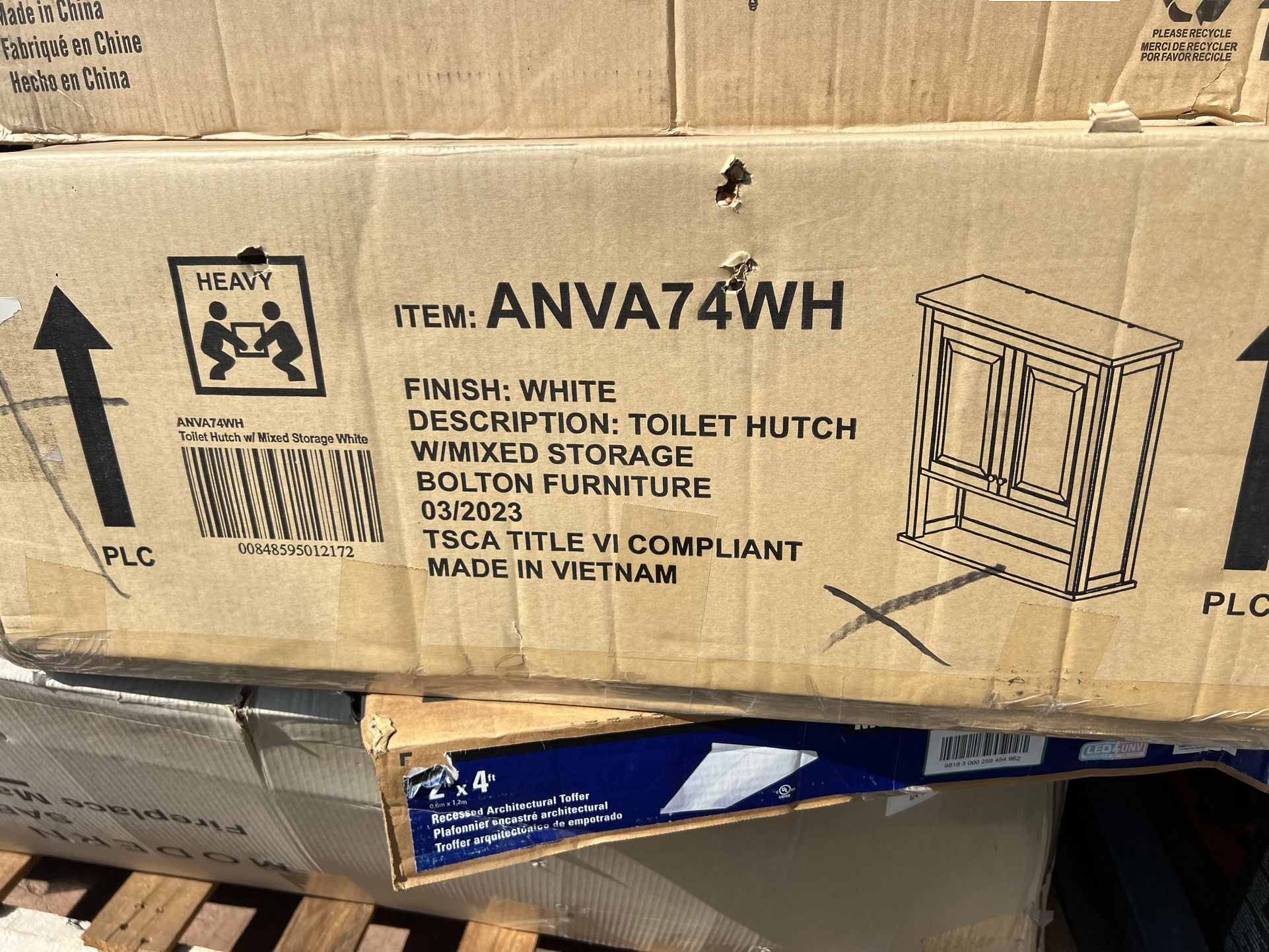 Alaterre Furniture Dorset Bath Storage, Adjustable Shelves 27-in x 29-in x 9-in White Wood Wall-mount...