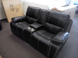 Rocker recliner loveseat with cup holders