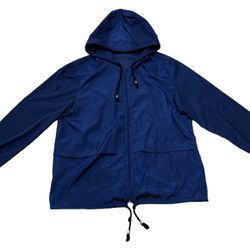 Unbranded Women’s Windbreaker Jacket Large Blue Full Zip Drawstring Activewear