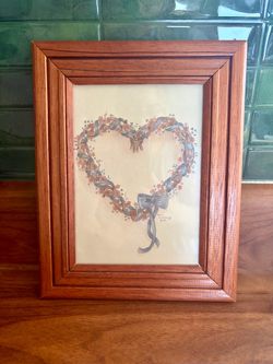 Framed Heart Wreath Print Karen Armstrong 1995