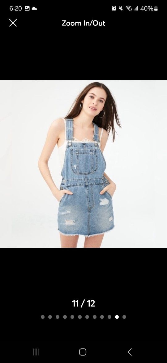 Aero Distressed Denim Overall Dress