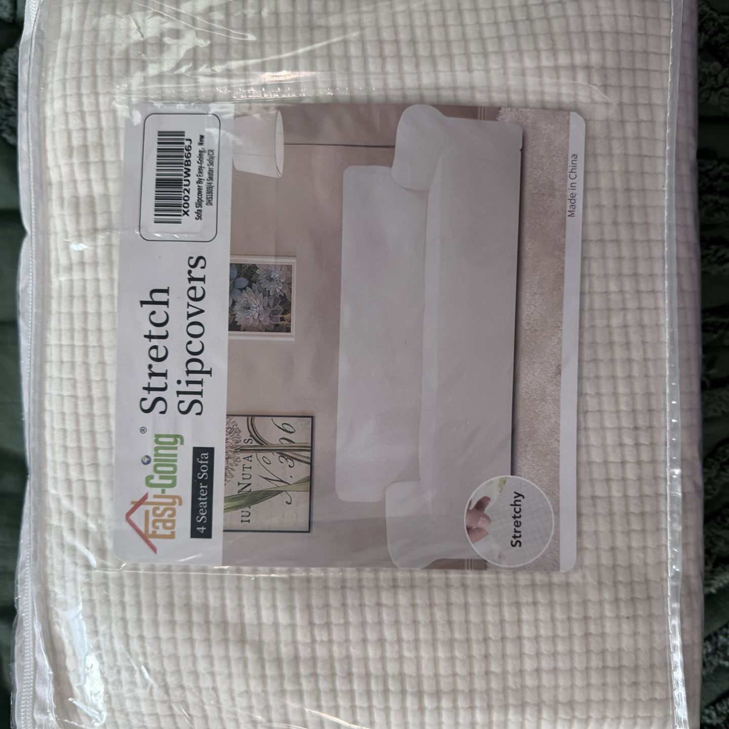 4 Seater Stretch Sofa Slipcover – Cream (82–108”) – New