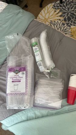 Extra party stuff tumblers, small cup knives, other cups