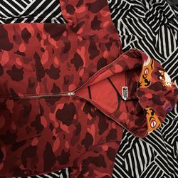 Red camo full zip bape jacket xl