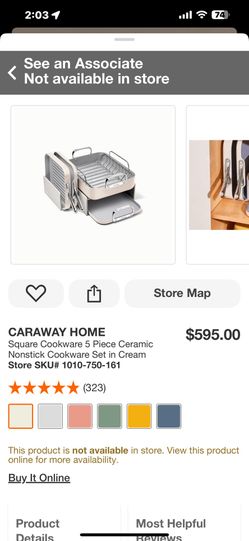 CARAWAY HOME Square Cookware 5 Piece Ceramic Nonstick Cookware Set in Cream