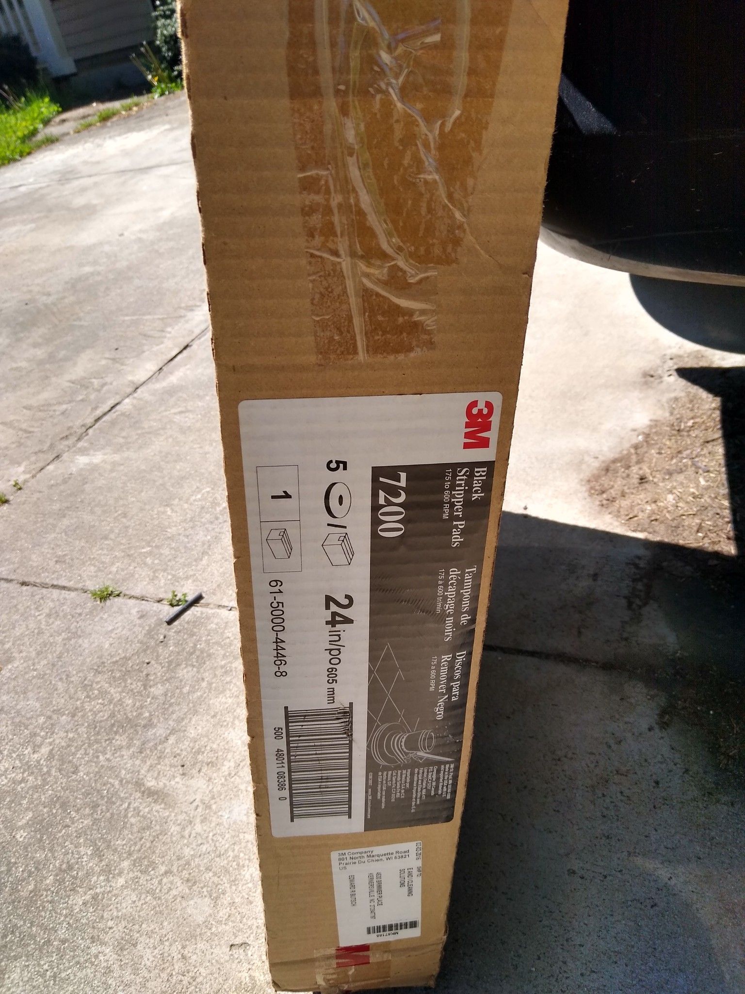 3M 24" Black Stripping Floor Pad 5/Pack