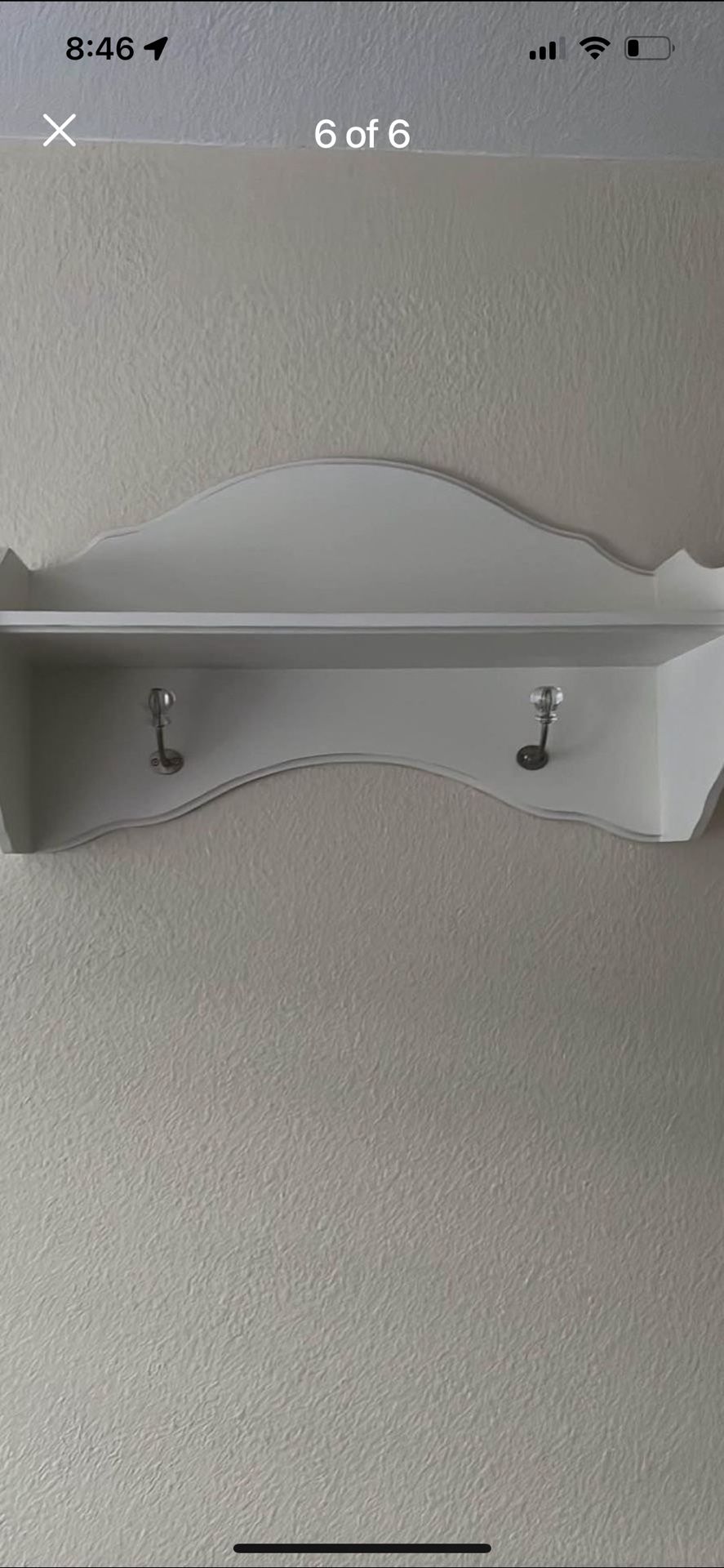 Pottery Barn Kids Scalloped Shelf With Clear Acrylic Hooks