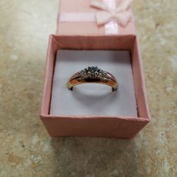 14k Yellow Gold 3 Diamond Engagement Ring