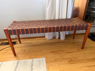Orin 47" Woven Leather Bench