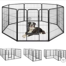 Dog Playpen Indoor Outdoor 8 Panel 32''Height Pet Fence for Puppy w/ Door